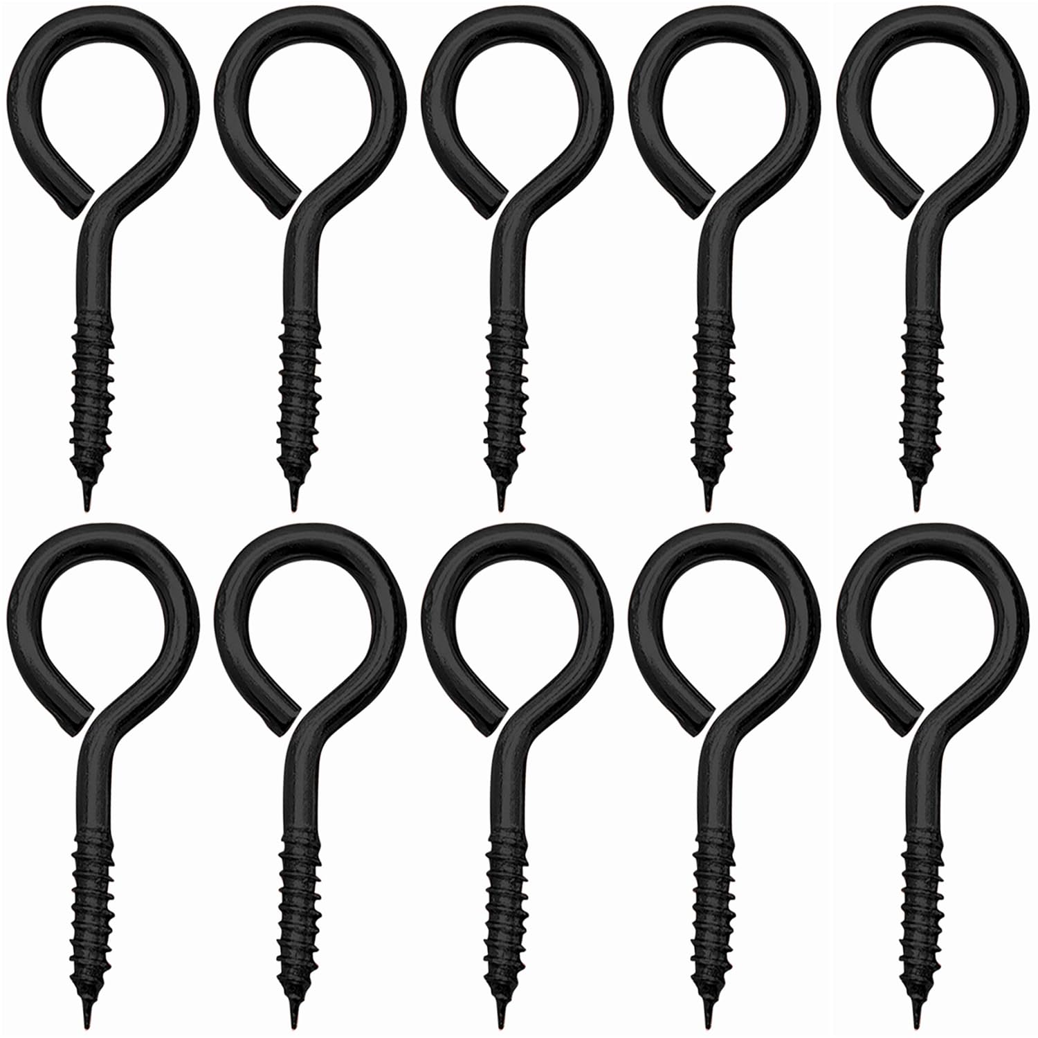 Photo 1 of 30 Pcs 2 Inch Small Screw Eyes Hooks Screw Fasteners Hardware Tools, Black