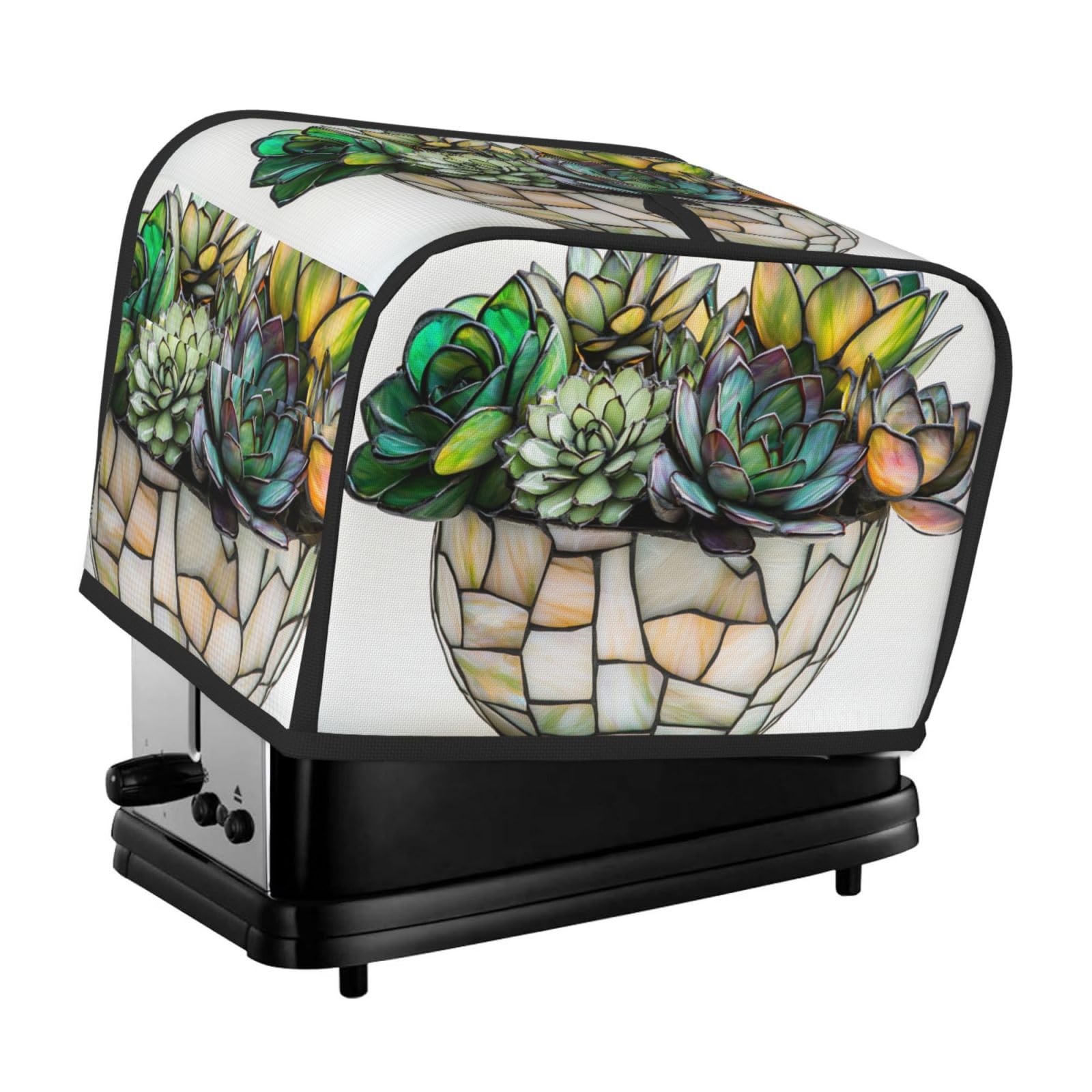 Smazdfxx As Pic Stained Glass Succulents In White Pot Toaster Cover 2 Slice Toaster Covers Bread Maker Cover Kitchen Small Appliance Covers Kitchen Accessories