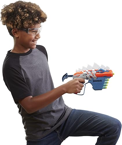 Miniatura 5 de Nerf DinoSquad Stego-Smash Dart Blaster 5 dardos Nerf Elite para niños juguetes al aire libre juguetes de dinosaurio para niños y niñas de 8 años en