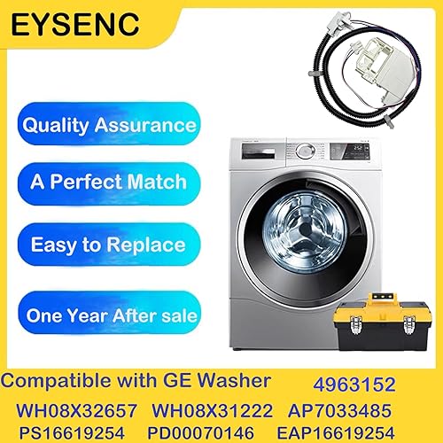 Miniatura 4 de WH08X32657 WH08X31222 - Cerradura de tapa para lavadora de ropa y arnés de cables compatible con GE Hotpoint, reemplaza 4963152 AP7033485 PS16619254