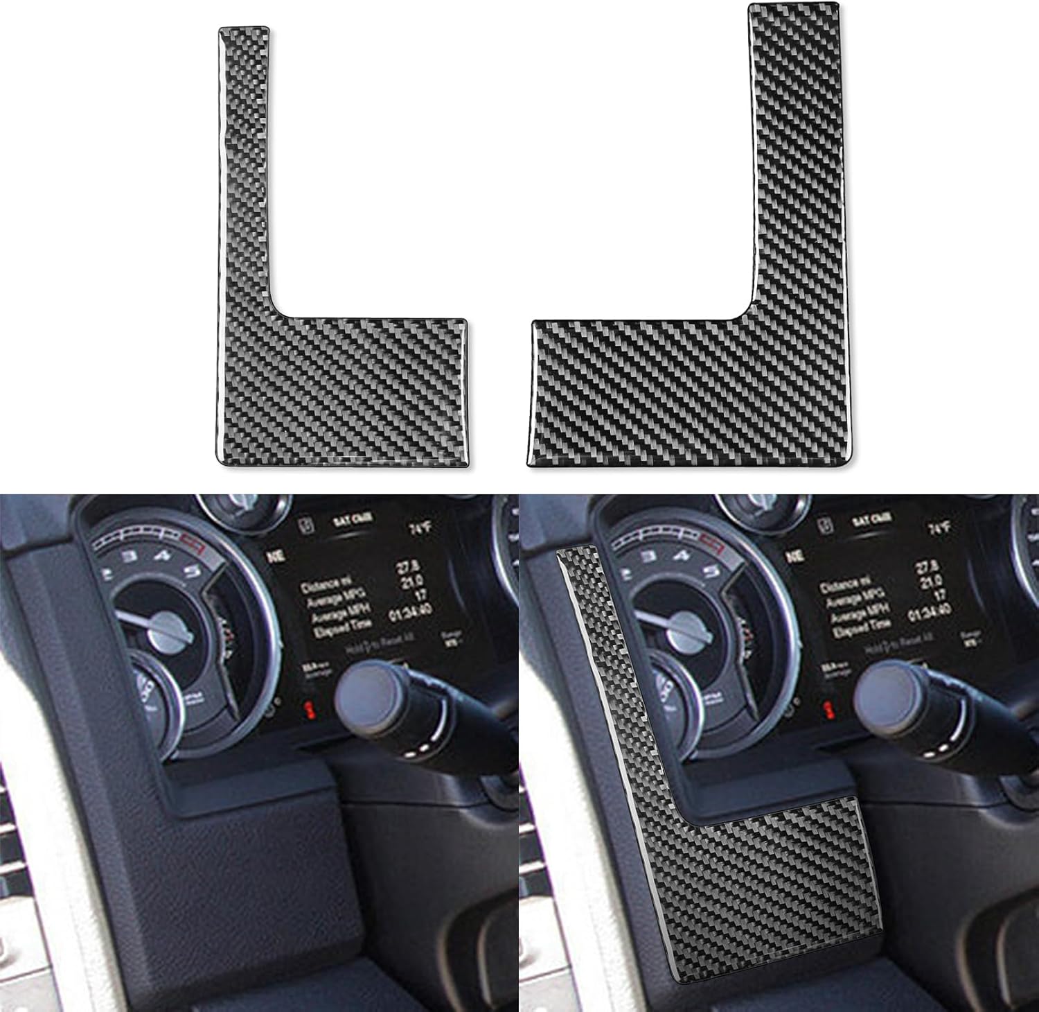 NVCNX Car Dashboard Sides Air Vent Outlet Frame Sticker Decal for Dodge Ram 1500 2009 2010 2011 2012 / Ram 2500 2010 2011 2012 / Ram 3500 2010 2011 2012 Carbon Fiber Interior Trim Accessories Black