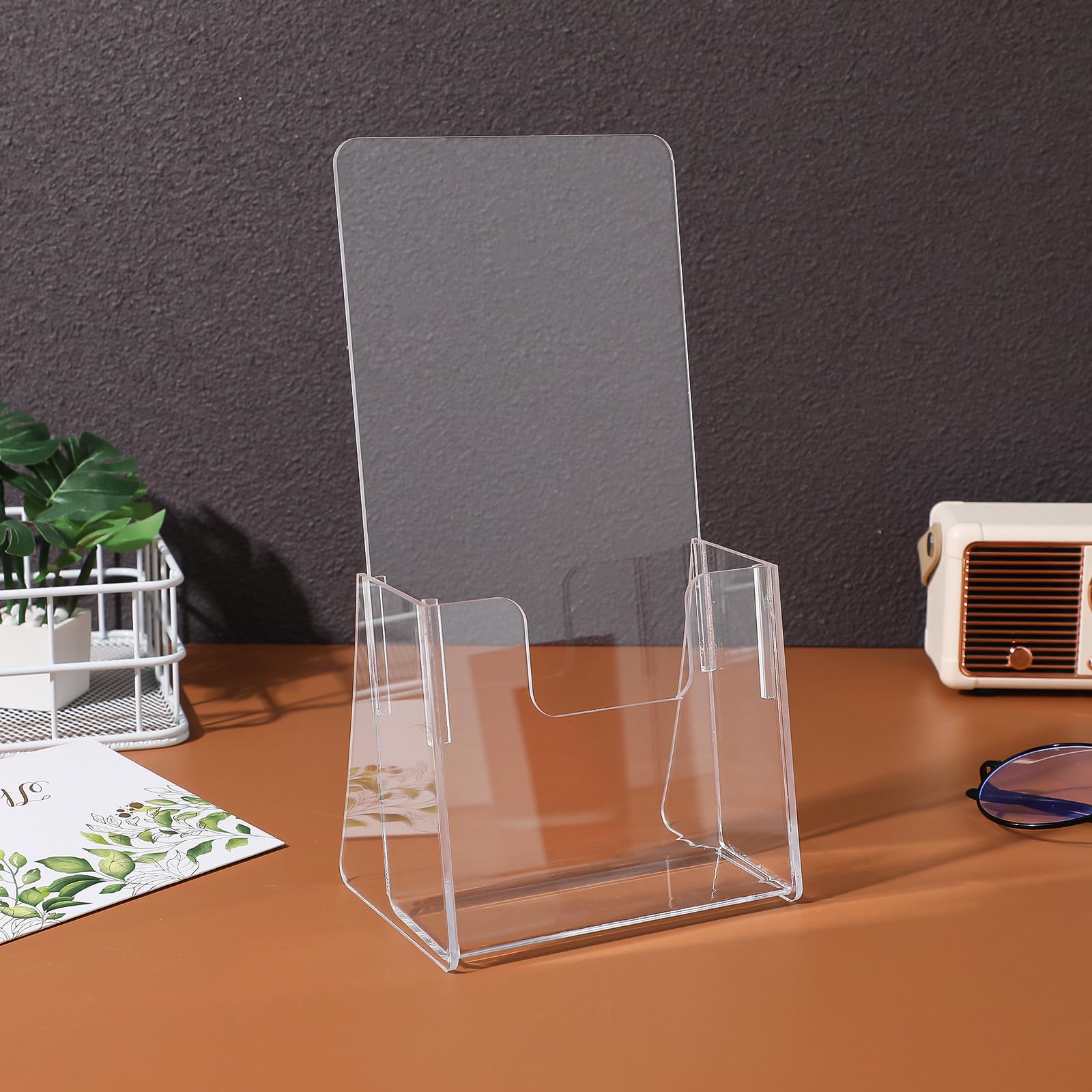 Veemoon Support en Acrylique Lot de 2 Porte-Brochures 20,8X11,1X8,2 CM Organiseur de Table pour Brochures et Magazines Adapté aux Espaces Professionnels