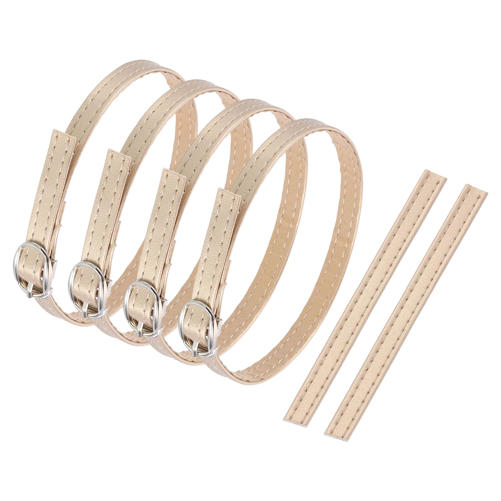 uxcell 2 Pair Replacement Ankle Strap for Heels Detachable Shoe Straps PU Leather Shoe Bands, Champagne Gold