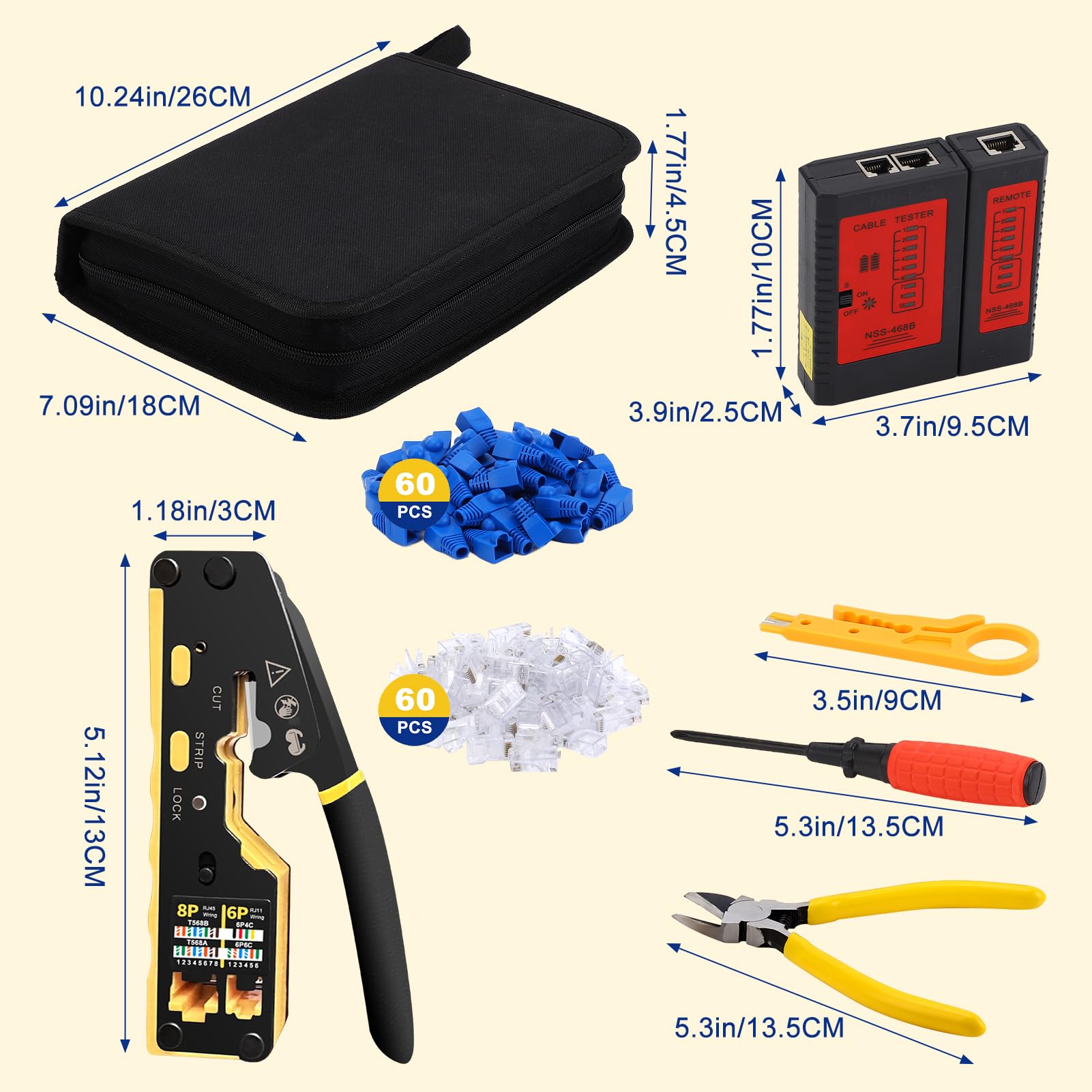 PINZA CRIMPATRICE CONNETTORI RJ45 RJ11 RJ12 LAN CAVO ETHERNET RETE Ruter Pc 10176920 - Foto 3