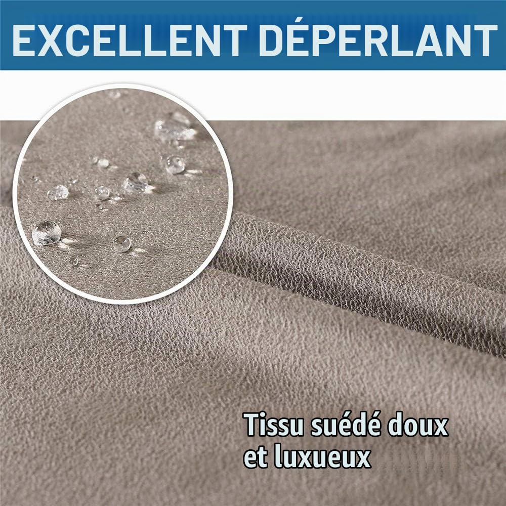 LINGKY Housse De Chaise De Salle à Manger en Daim Housse De Chaise en Velours pour Salle à Manger, Protecteur De Chaise à Dossier Haut Amovible Extensible Doux Hydrofuge (Taupe,Set of 6)