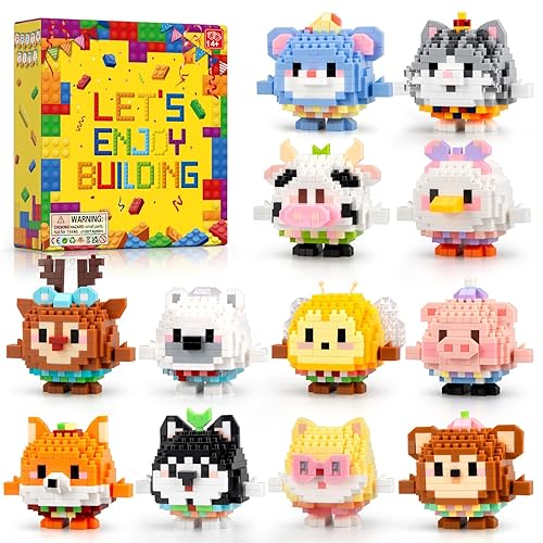 HIGH GODO 12Pack Mirco Mini Animals Easter Party Favors Building