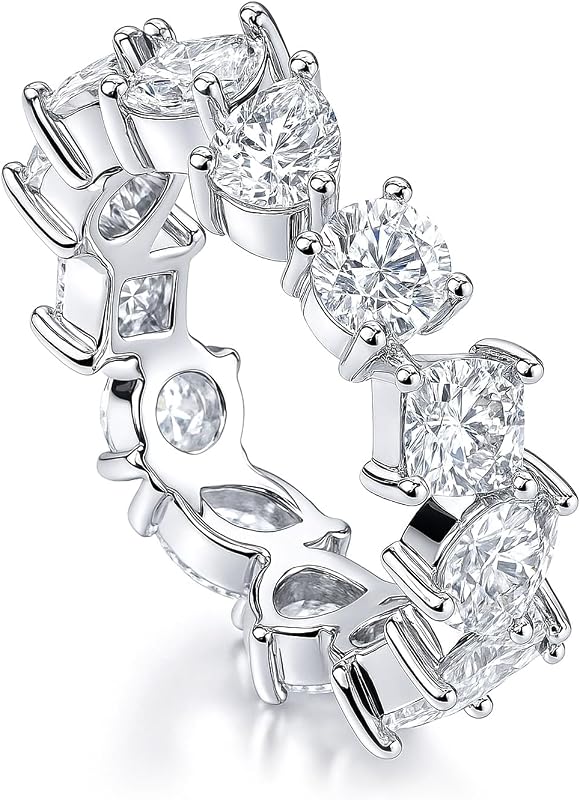BERRICLE Sterling Silver Cluster Eternity Band Ring for Women, Cubic Zirconia CZ