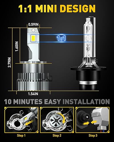 Miniatura 7 de AUXITO D3S D3R LED Headlight Bulbs, 24000Lumens 120W 6000K White 500% Brightness, High and Low Beam Xenon HID Replacement Lights, Plug and Play,
