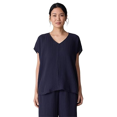 Eileen Fisher V Neck Square Top Women
