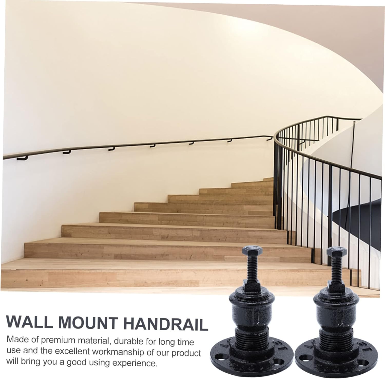 LIFKOME 2pcs Heavy Duty Handrail Holder Wall Mounted Bracket for Stair Railing Simple Style Smooth Finish