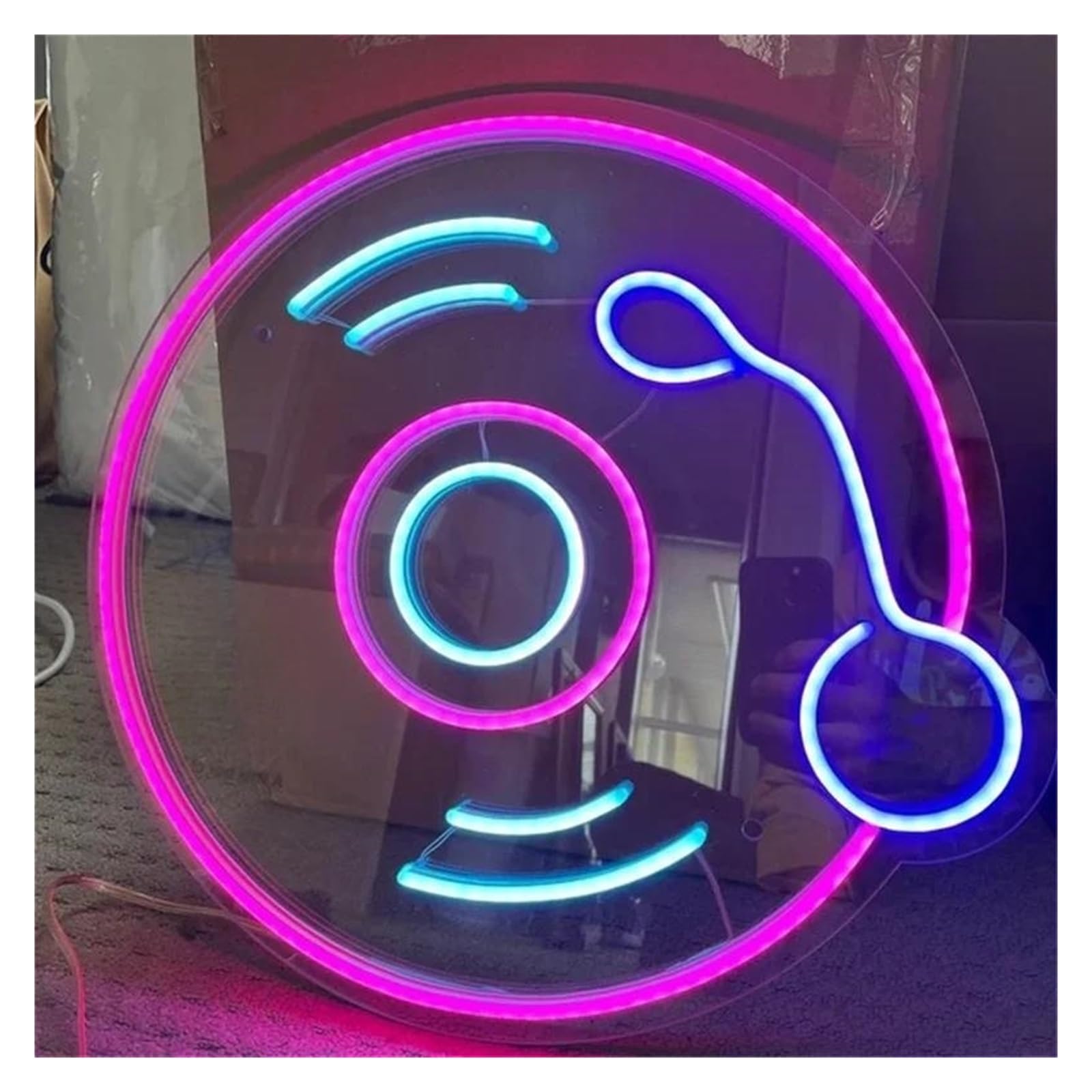 SHOUXI Sign Lamp DJ Records Neon Signs, USB Powered Music Neon Lights Suitable for Club Bistro Window Decor 30cmx34cm(E)