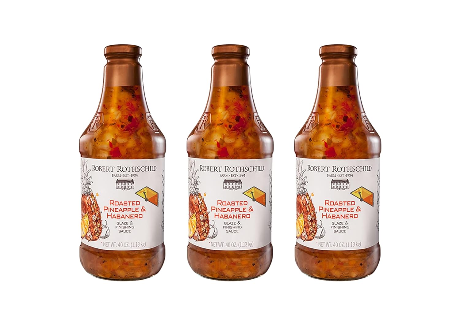 Robert Rothschild Farm Roasted Pineapple & Habanero Gourmet Glaze and Finishing Sauce – Sweet and Spicy Marinade, Glaze or Dip – 40 Oz (Pack of 2)