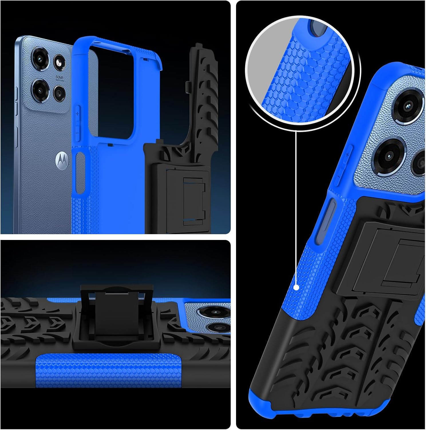 for Motorola Moto G Play 2026 Case, Moto G 5G 2026/2025 Case with 2 Pack Screen Protector, Military Grade Shockproof, Heavy Duty Robust Bumper Protective Cover with Kickstand, Blue - Image 2
