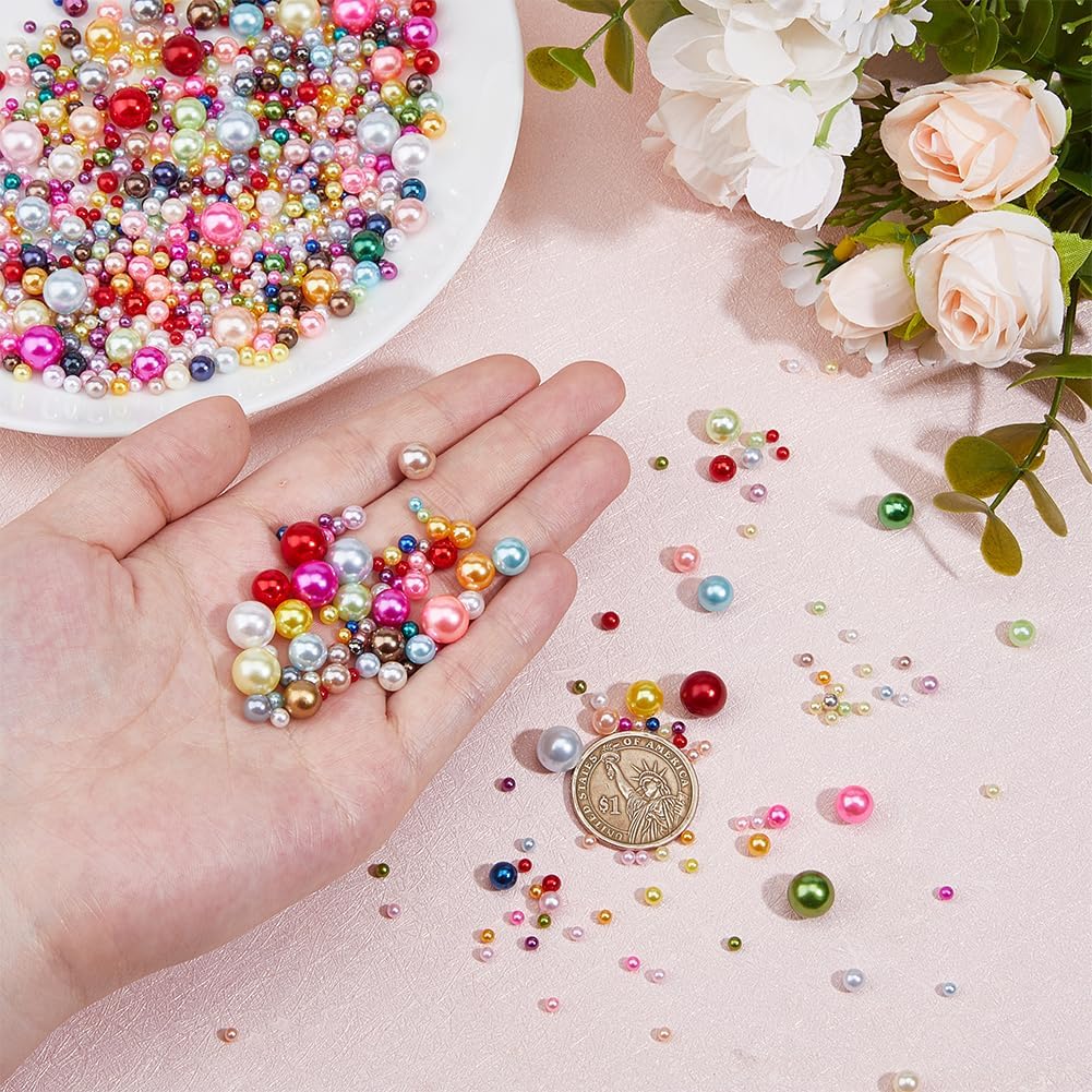 2050pcs No Hole Resin Beads 2.8-9.5mm Mermaid Imitation Round Pearl Beads Assorted Undrilled Resin Art Faux Pearls for Nail Arts Vase Filler Cosmetic Boxes Table Scatter - Image 3