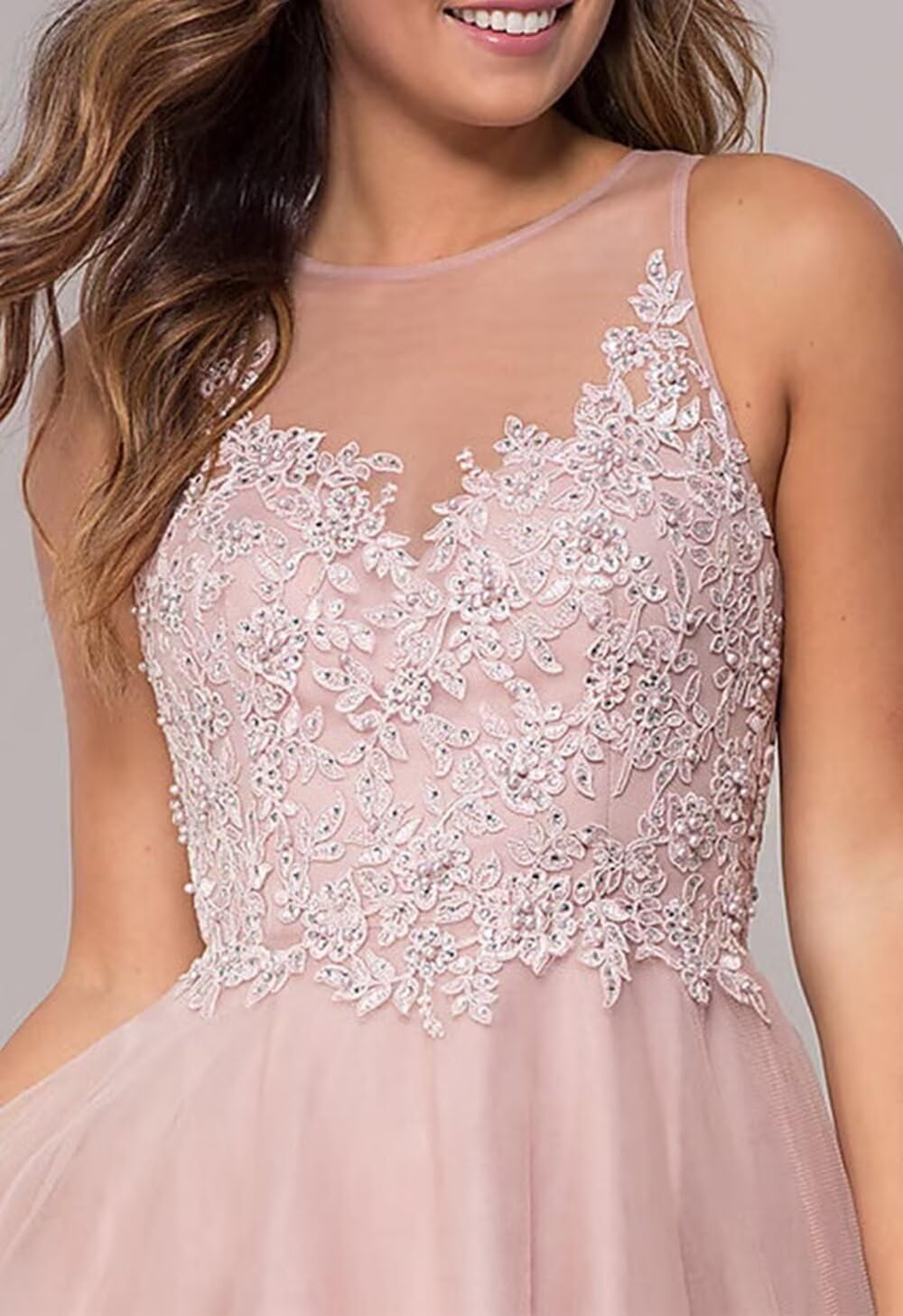 ZEEYECIE Short Tulle Prom Dress for Teens Homecoming Dresses Lace Applique Beading Party Cocktail Gowns - Image 3