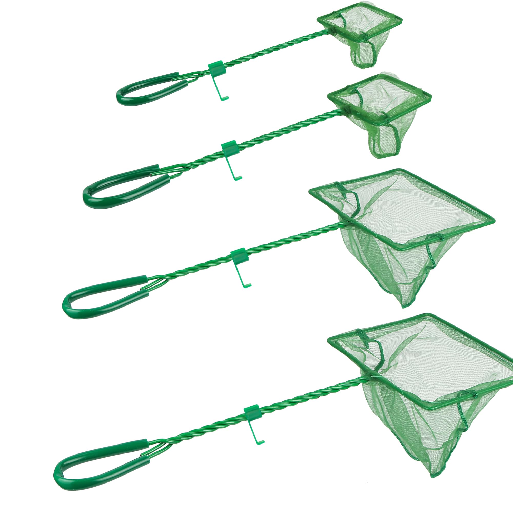 4 Pack Aquarium Fish Net Fine Quick Catch Mesh Nylon Fishing Catch Nets with Plastic Handle for Fish Tank Mesh Nets Scoop - Green
