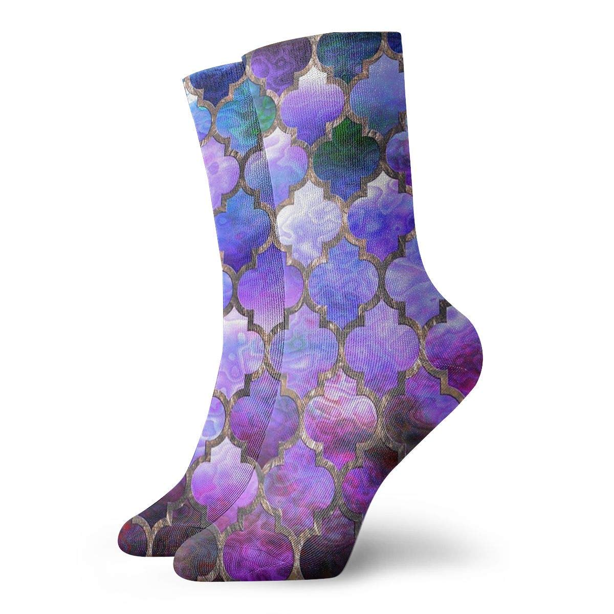 Arabian Moroccan Pattern Purple Athletic 30cm Socks Ankle Socks Sport Casual Socks Cotton Crew Socks