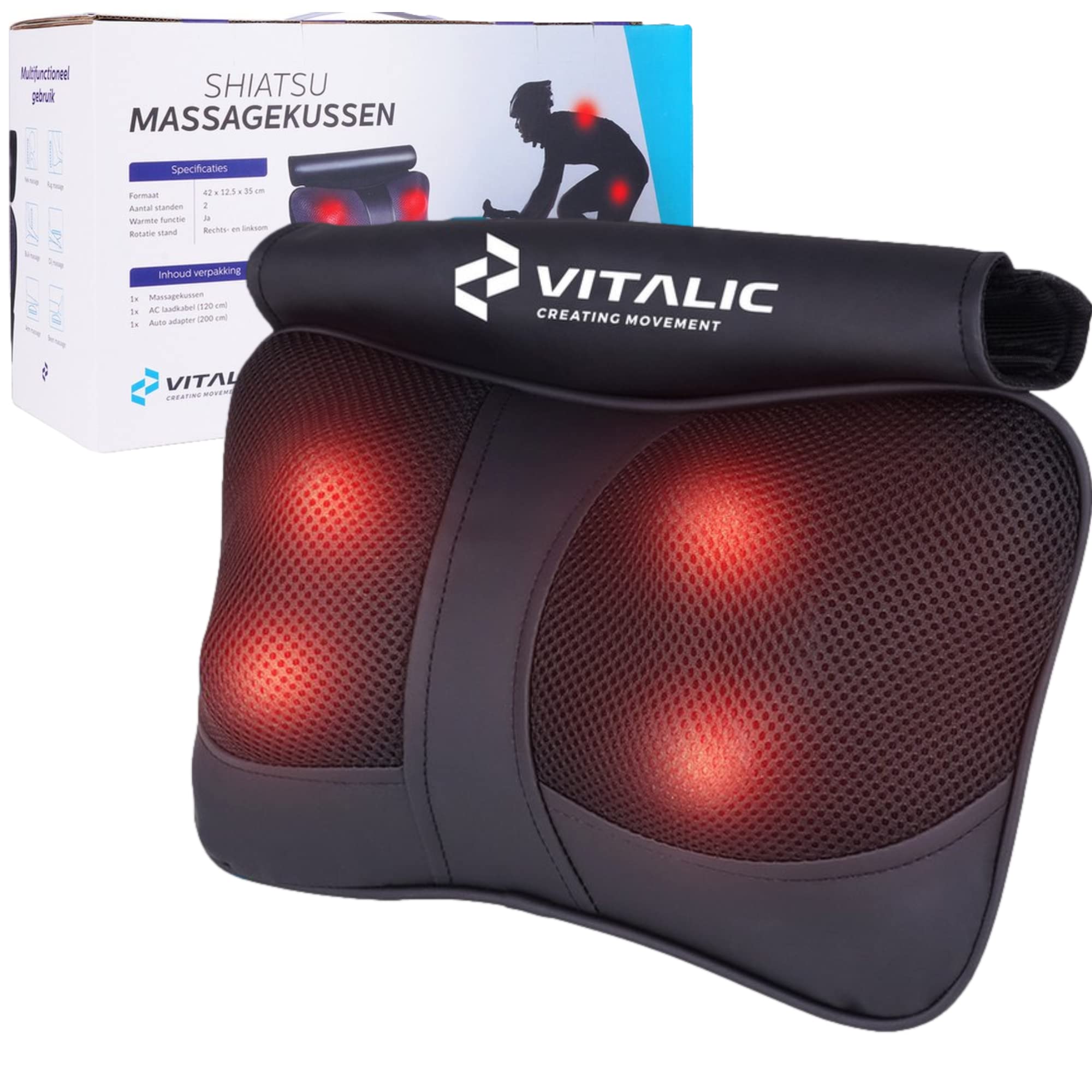 Premium Shiatsu Coussin de massage pour un cou et un dos douloureux - Appareil de massage du cou - Appareils de massage du dos - pillow de massage | Vitalic