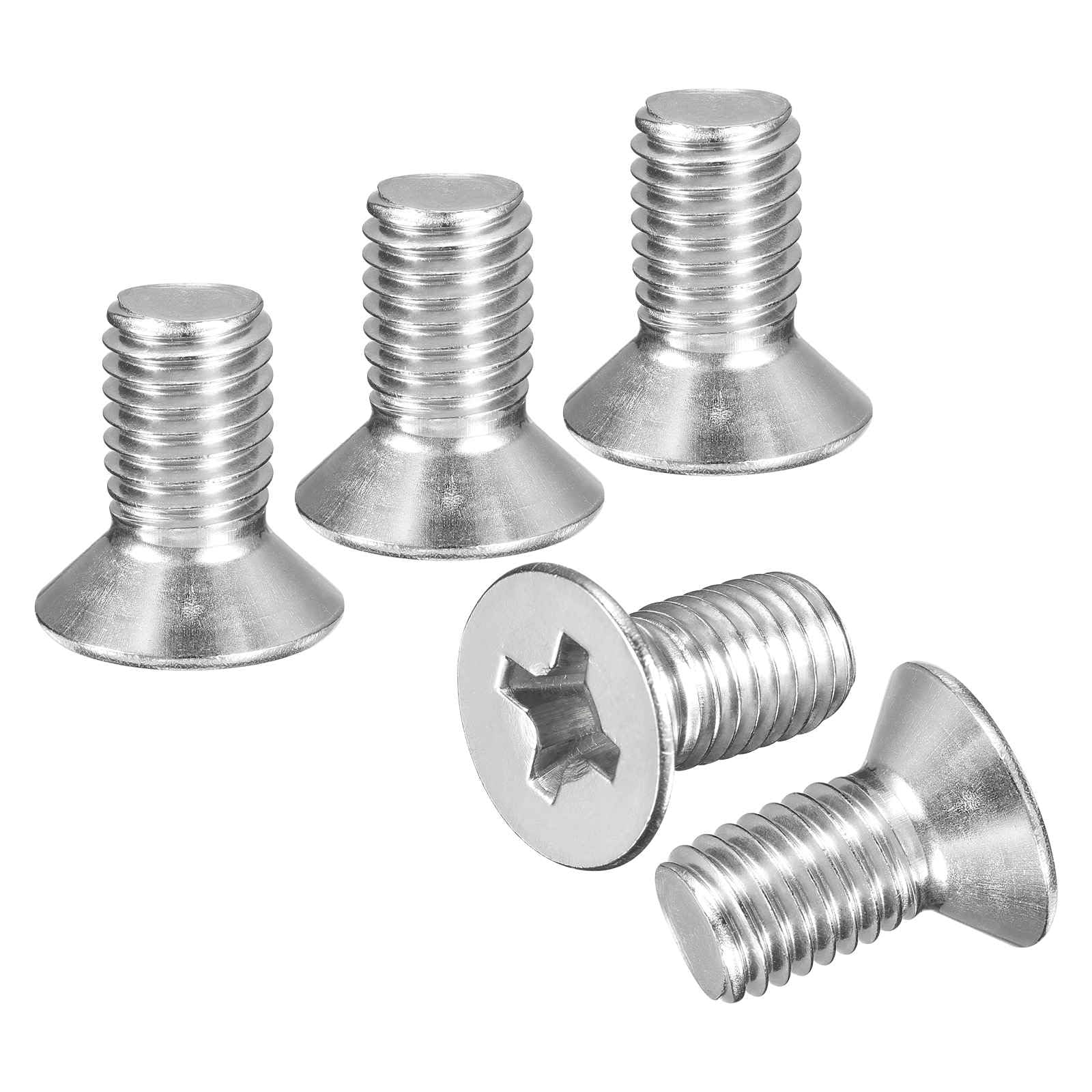 DTGN M10-1.5x20 Flat Head Countersunk Machine Screws - 10pcs - Good for Furniture and Machinery - 304 Stainless Steel Phillips Machine Screws Bolts - Silver — image 1
