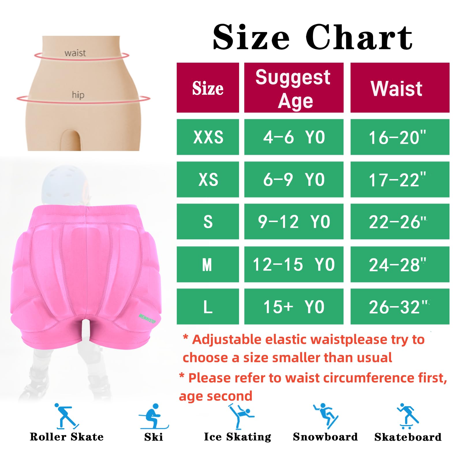 Short rembourré pour les fesses et les hanches pour enfants, coussinets de protection des hanches des jeunes, short de patinage artistique, coussinets pour coccyx et fesses