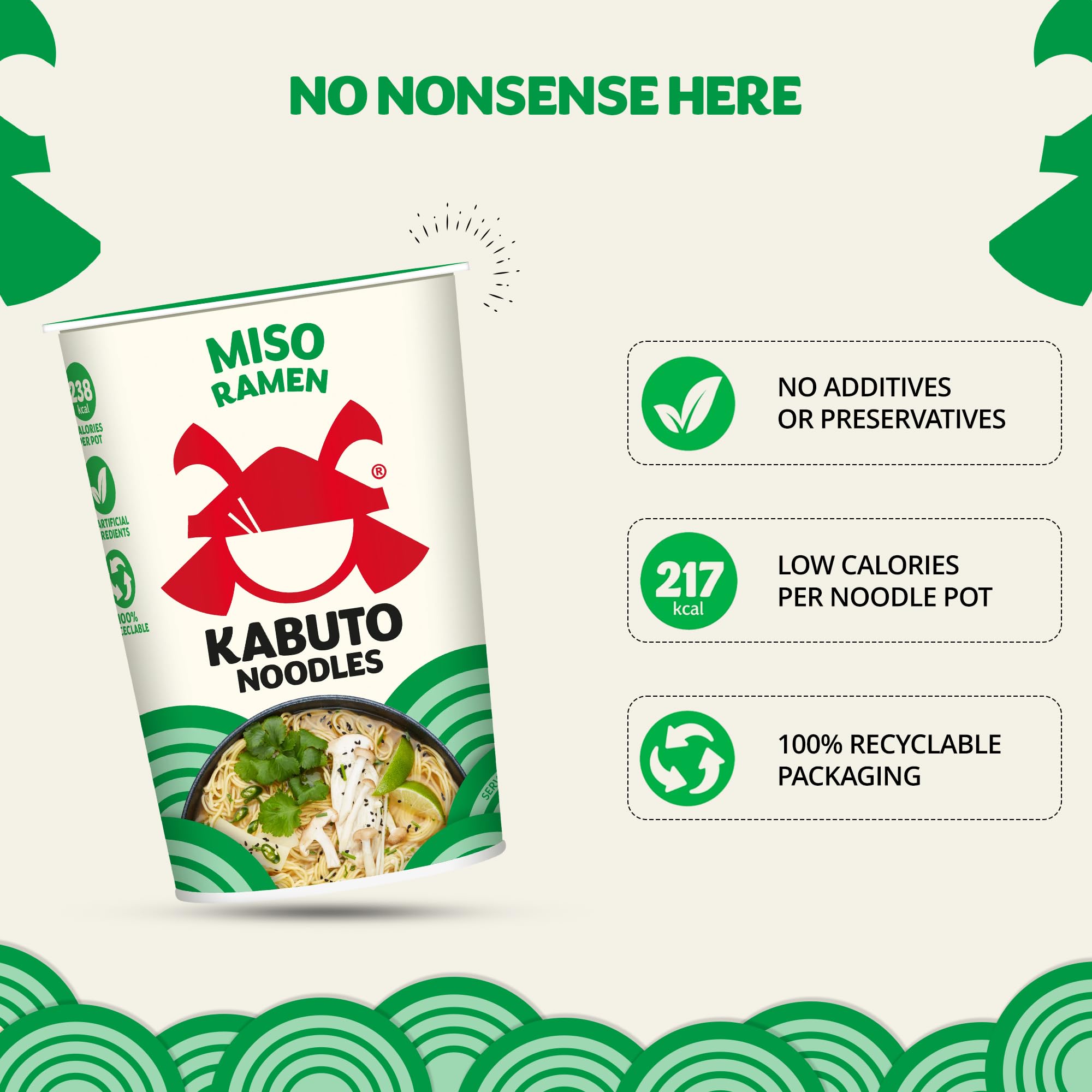 Kabuto Miso Ramen Noodles 6 x 65 g | Premium Instant Ramen Noodles | Autentyczny japoński garnek do makaronu | Szybki i łatwy gotowy posiłek | Gourmet Asian Food | Certyfikat B-Corp