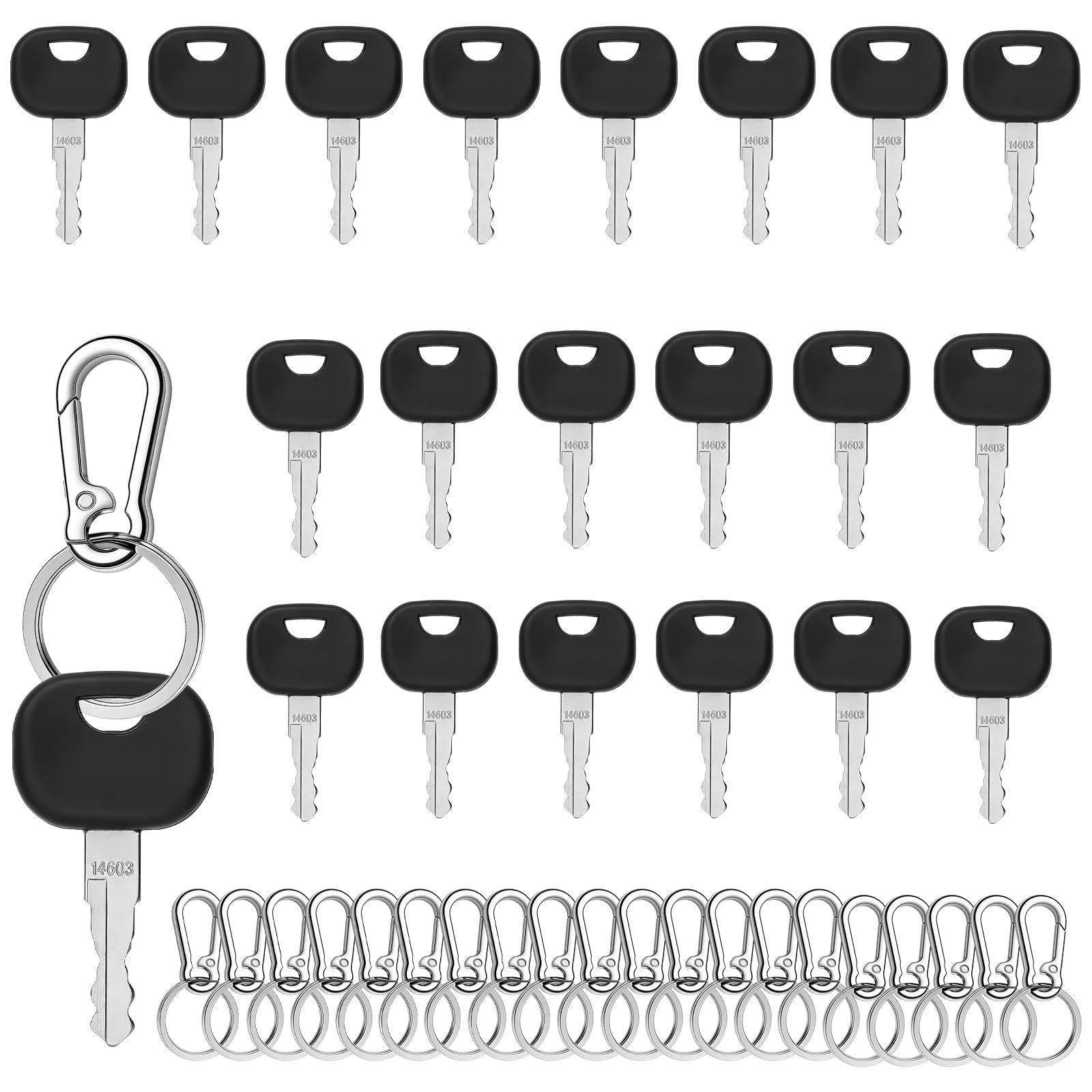 Juego de llaves para maquinaria de construcción, 20 unidades, 14603, llave de encendido con llavero, juego de llaves para tractores, apiladores, cargadoras de ruedas