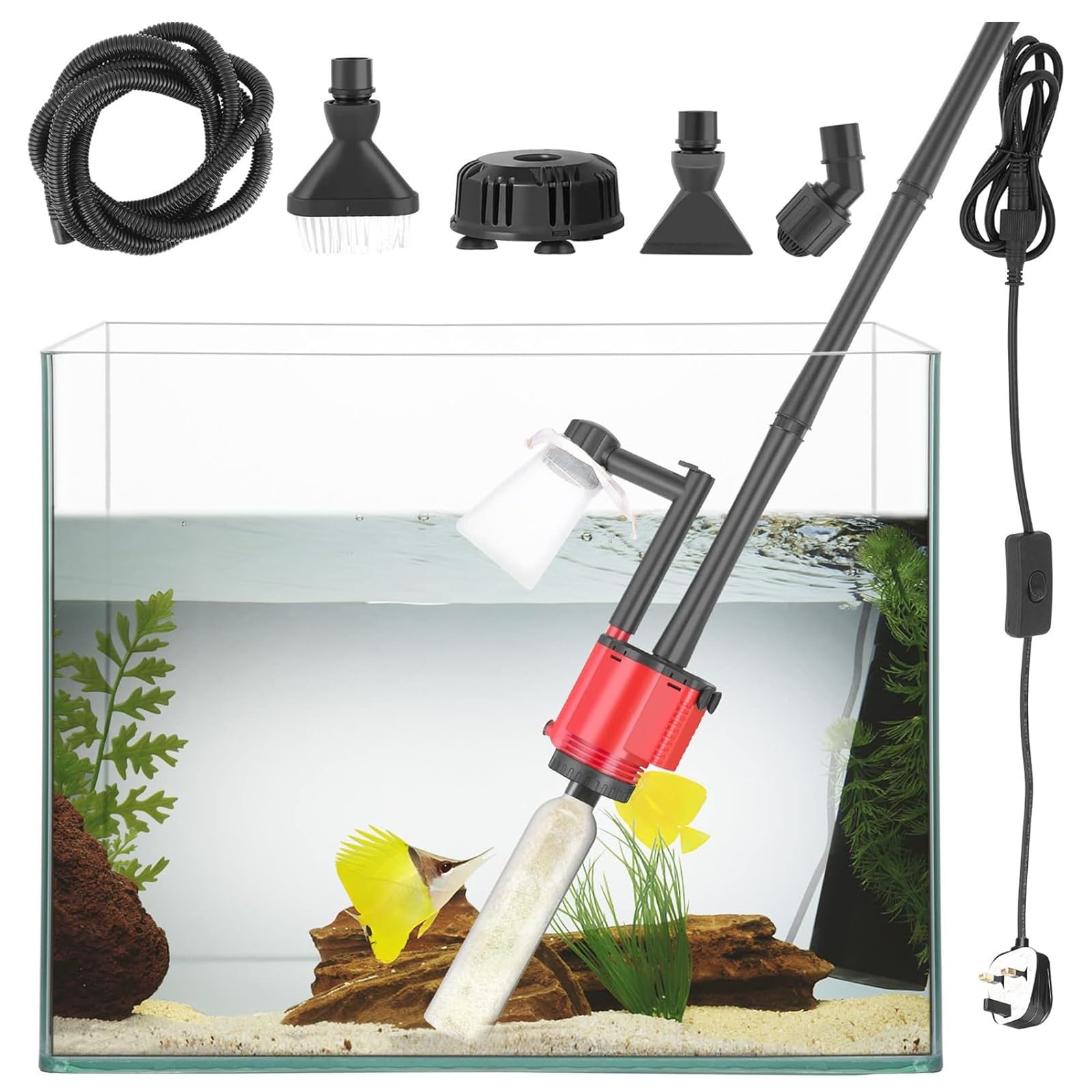 Manguera de sifón de acuario para cambio de agua y limpieza de grava, herramienta de mantenimiento extraíble para peceras
