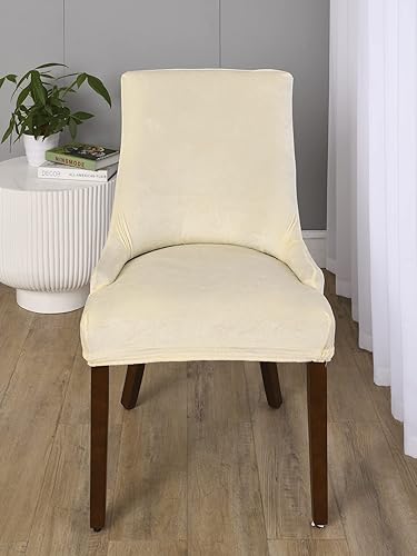 Miniatura 2 de MIFXIN Funda de terciopelo para silla con respaldo de ala, elástica, lavable, inclinada, para silla de comedor, banquete, decoración de fiesta en el