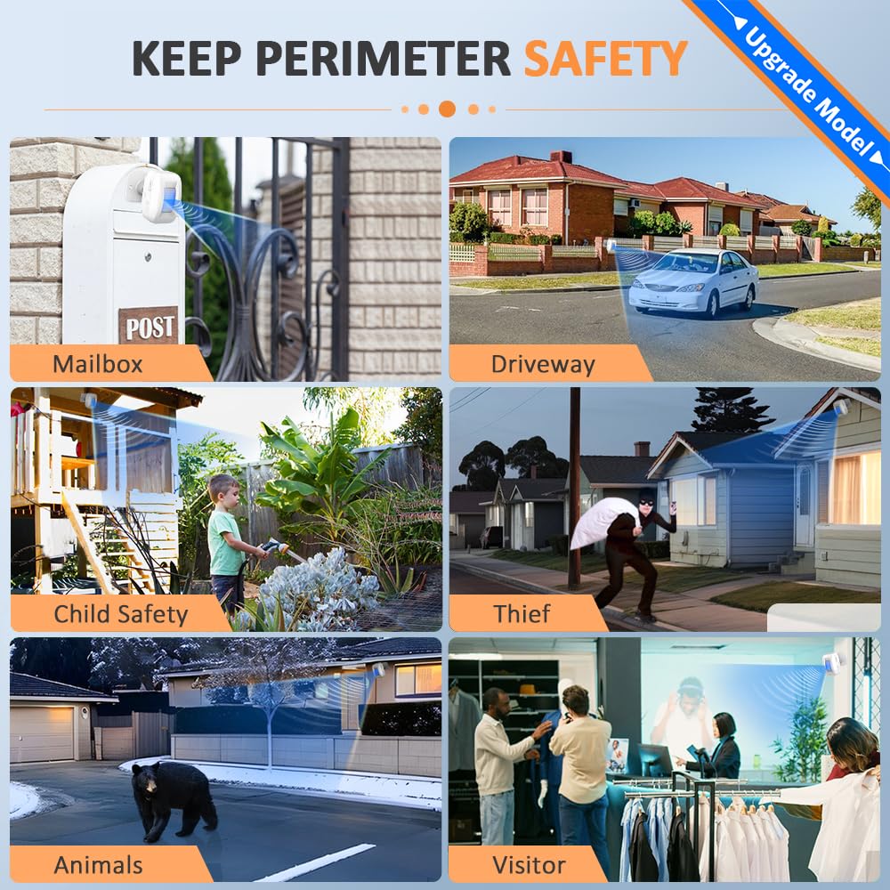 Alarma de entrada con sensor de movimiento – Alarmas de entrada inalámbricas exteriores resistentes a la intemperie detector de movimiento presencia detector de presencia al aire libre puerta sistema