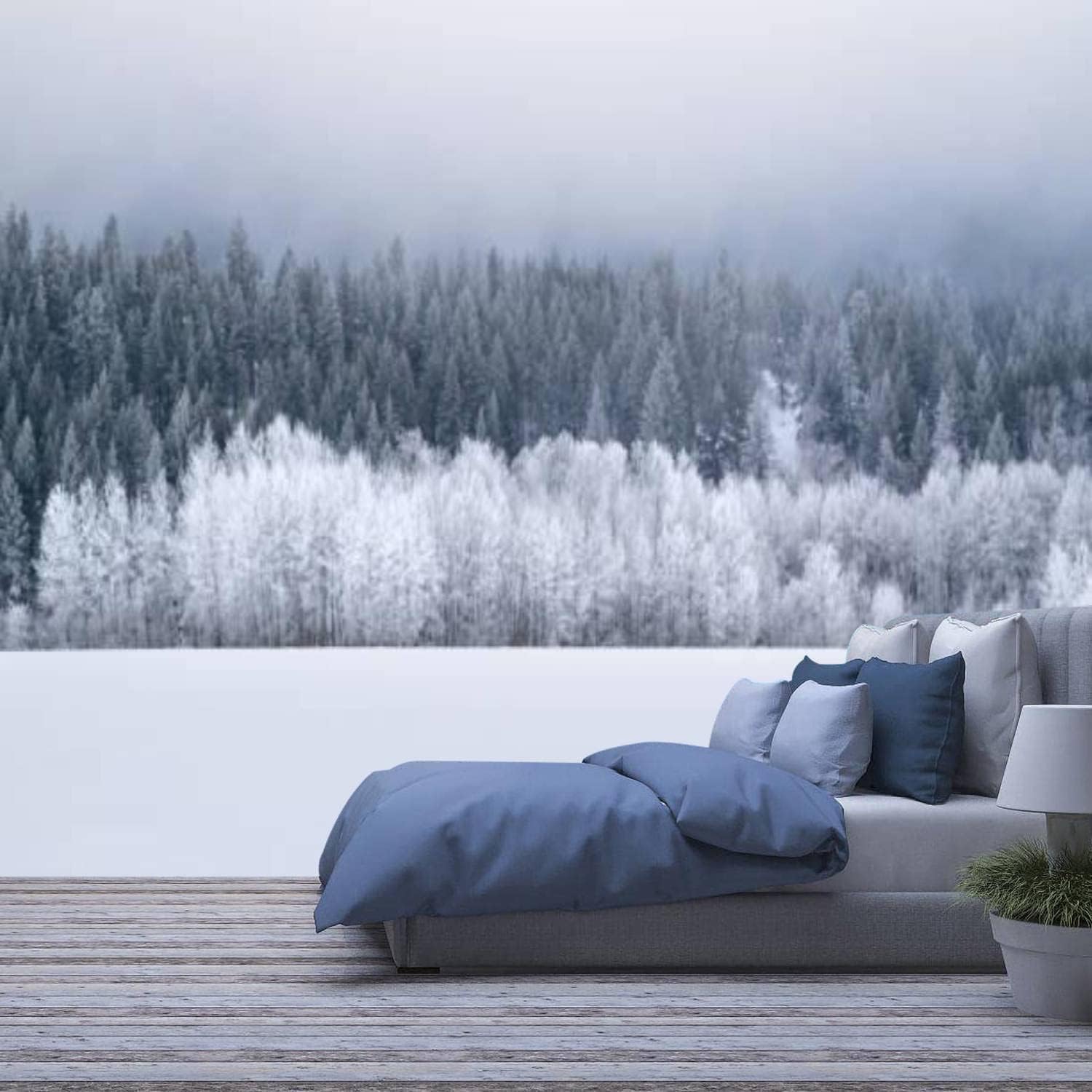 Papier peint forêt 3D auto-adhésif pour créer un mur de fond TV cocooning