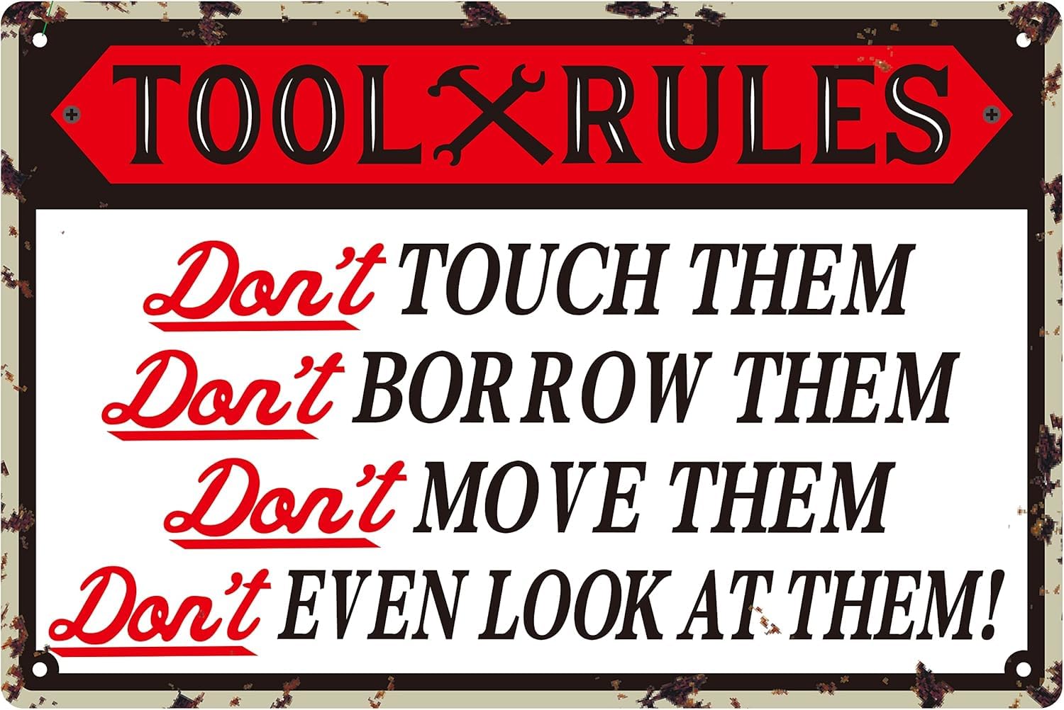 Garage Tool Rule Metal Tin Sign Man Cave Wall Decor 8x12 Inch
