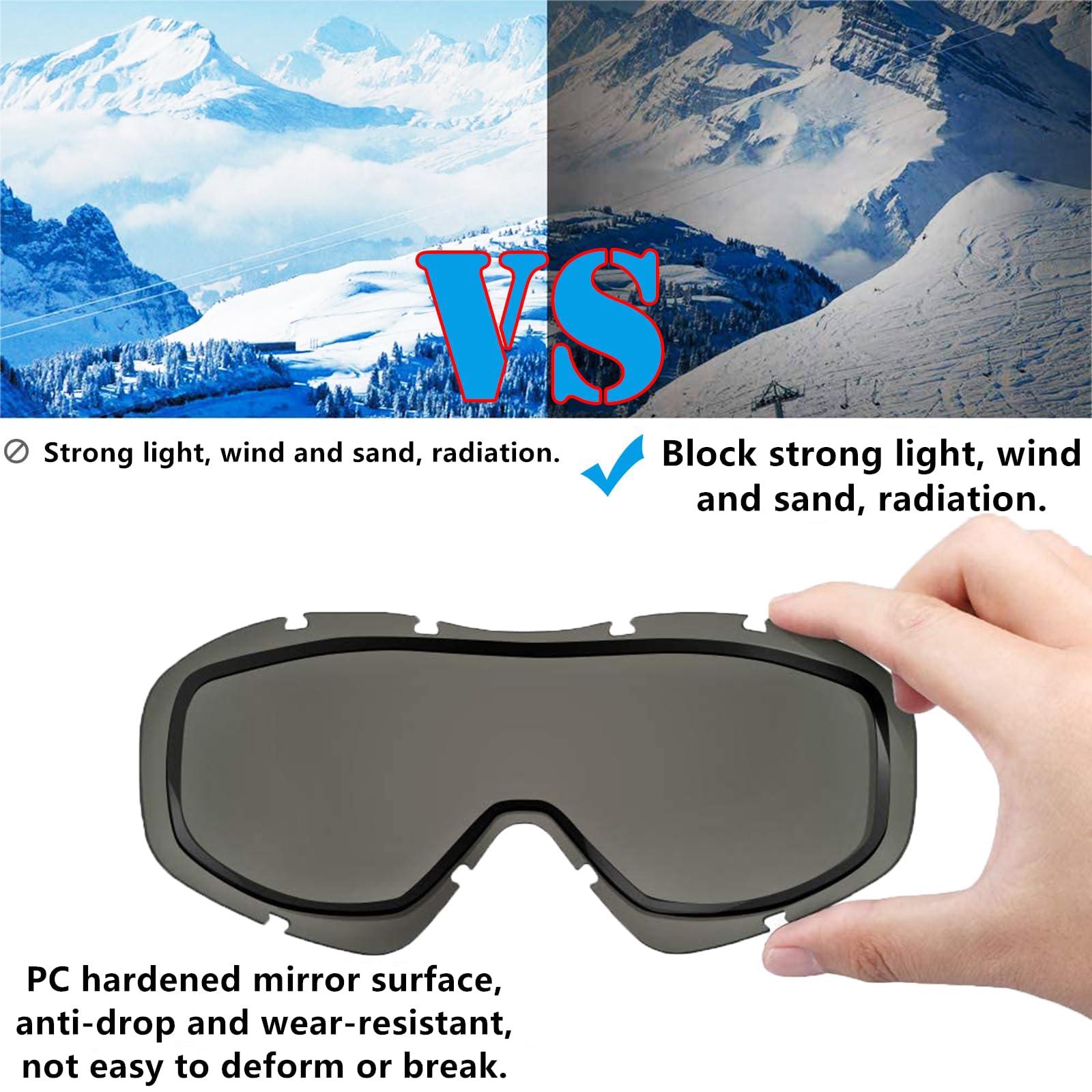 gotyou Gafas de Motocross, Gafas Snowboard Espejo, Gafas de moto, Gafas de snowboard, a prueba de polvo, flexibles, UV400, ATV Dirt Bike Racing Gafas de seguridad para Esquí, Ciclismo