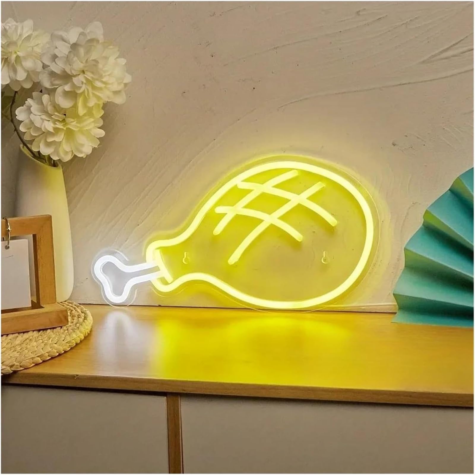 Per insegna al Per neon "Pollo fritto alimentato" per parete, fast food, bar, cucina, ristorante