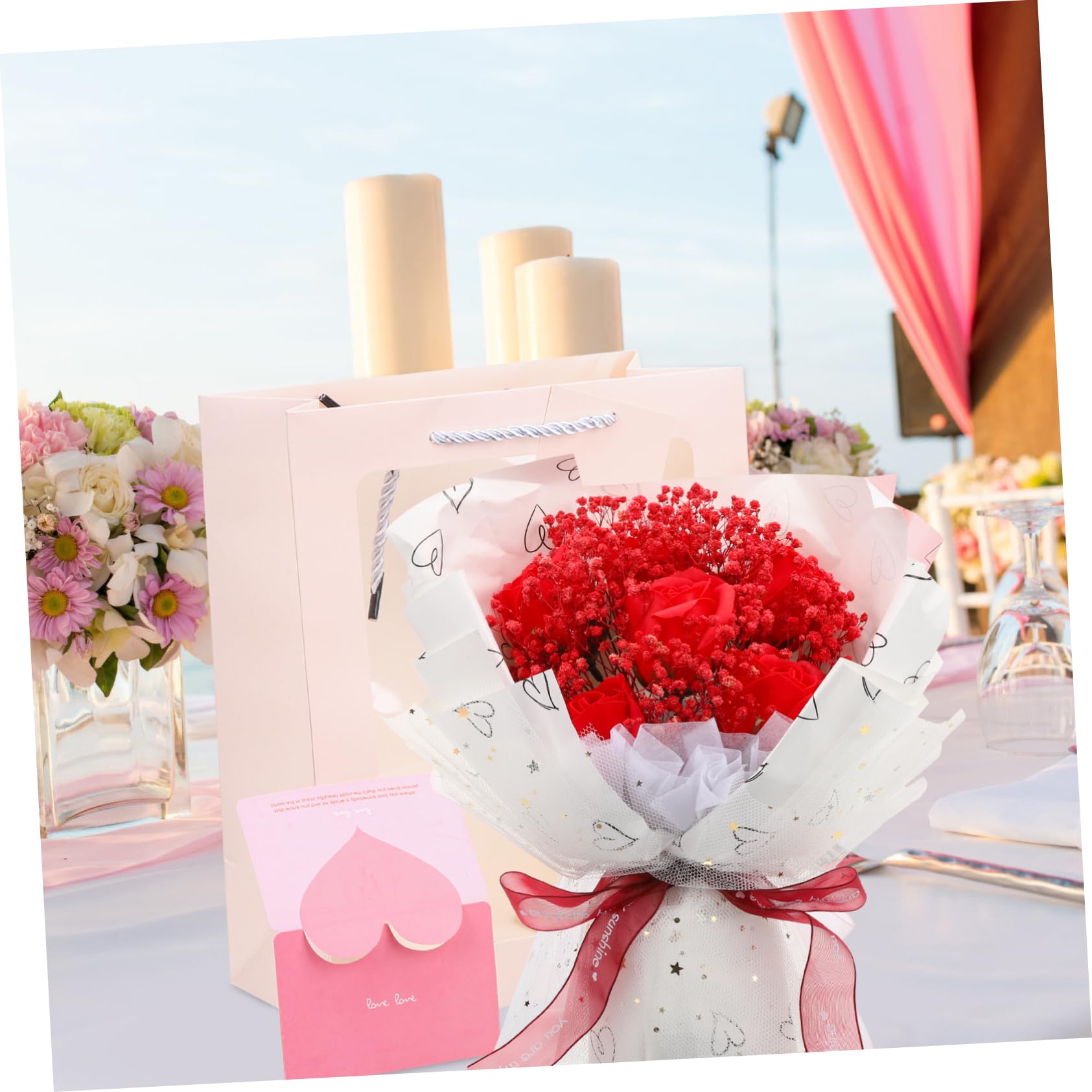 OUNONA Bouquet De Fleurs Séchées De Gypsophile pour Saint-Valentin Romantique pour Décoration De Maison Et Accessoire Photo