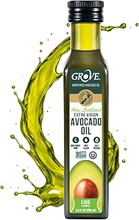 Grove Lime Extra Virgin Avocado Oil, Cold Pressed, High Heat Cooking, 8.4oz | Plant Based, Vegan, Gluten Free, 100% Natural, High Smoke Point Cooking Oil with 16 Whole Avocados in Every Bottle
