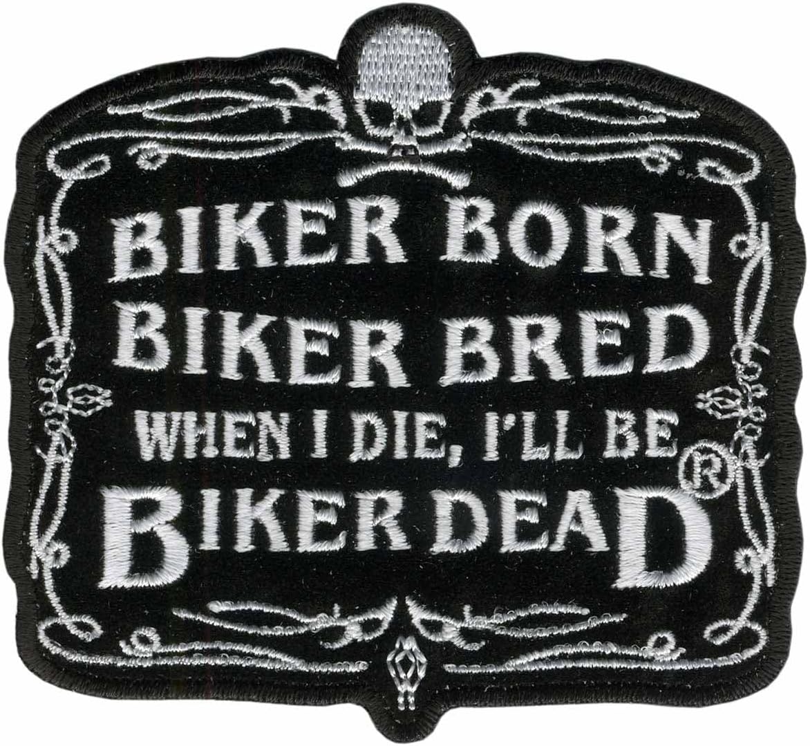 Hot Leathers Sew or Iron On Embroidered | Biker Born Patch for Denim, Leather Jacket and Vest | PPA2076-9W x 7H