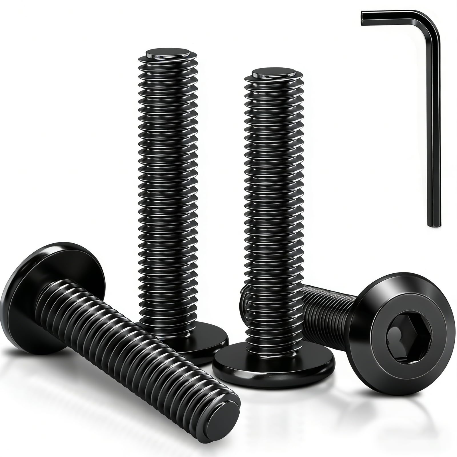 30Pcs M6 x 30mm Flat Head Bolts(Black)