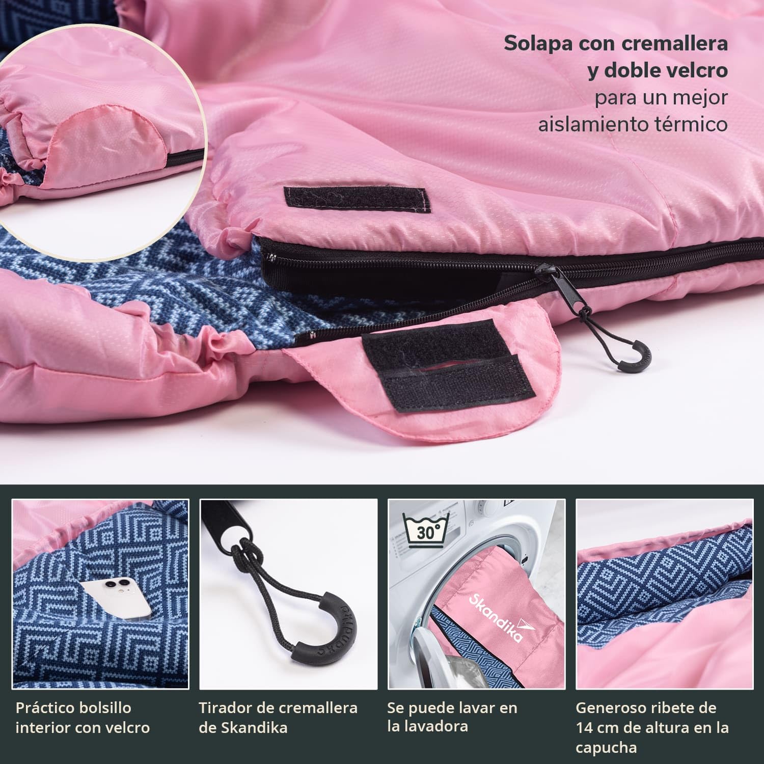 Skandika Saco de Dormir de algodón Dundee Flannel | para Adultos, acoplable, 3 Estaciones, hasta -20°C, 220 x 80 cm / 220 x 160 cm, Rectangular