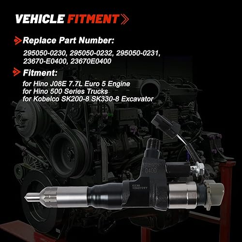 Miniatura 3 de Inyectores de combustible comunes del carril de 6PCS J08E 295050-0230 23670-E0400 para el excavador de Kobelco del motor de Denso Hino