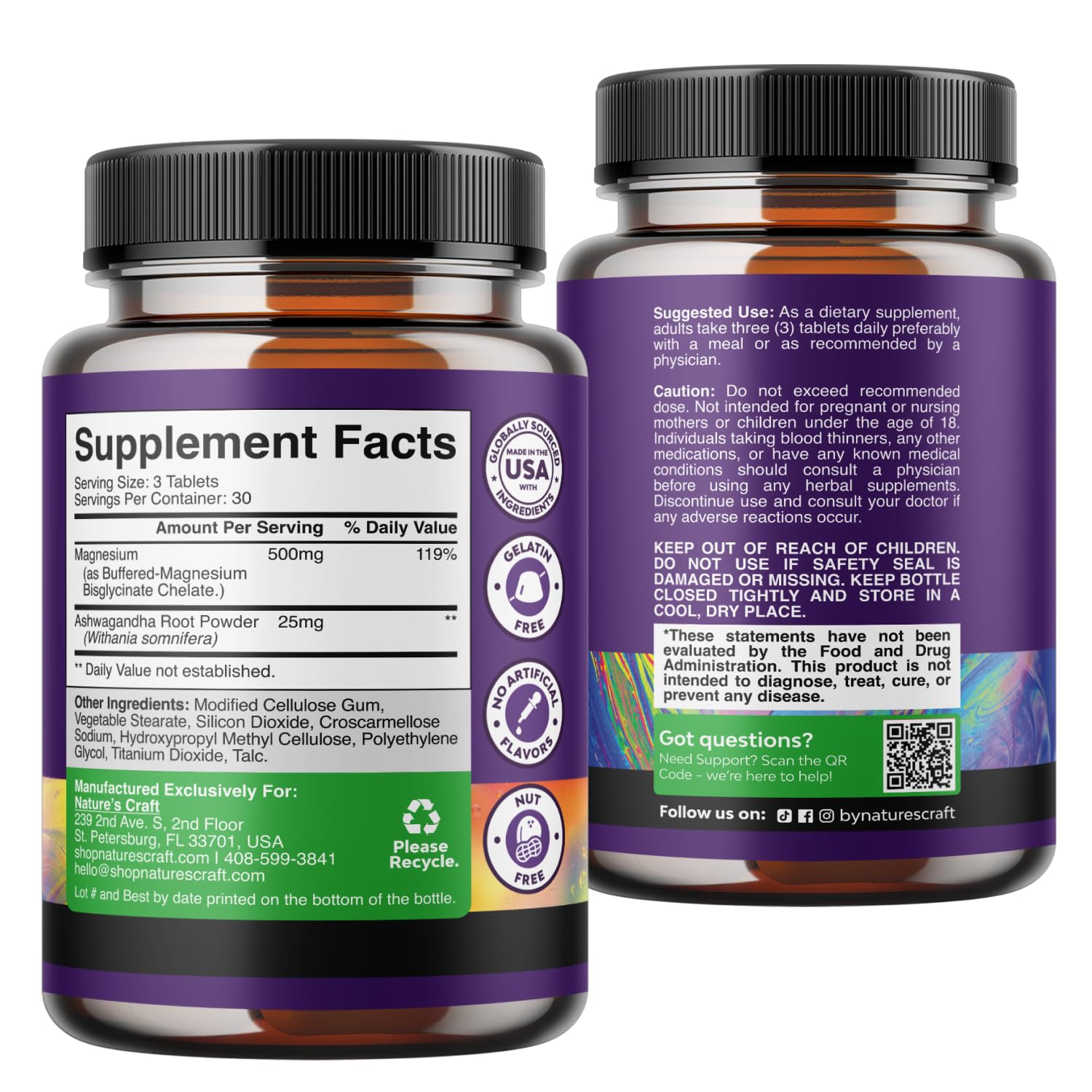Magnesium Glycinate 500mg + Ashwagandha Supplement for Women & Men - 90 Ct — Amazon image 7