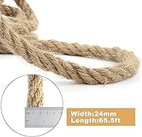 Vista 2 de Cuerda de yute de 82 pies, cuerda de cáñamo natural resistente (0.94 pulgadas) para artes, manualidades, envoltura de regalos, jardinería, poste