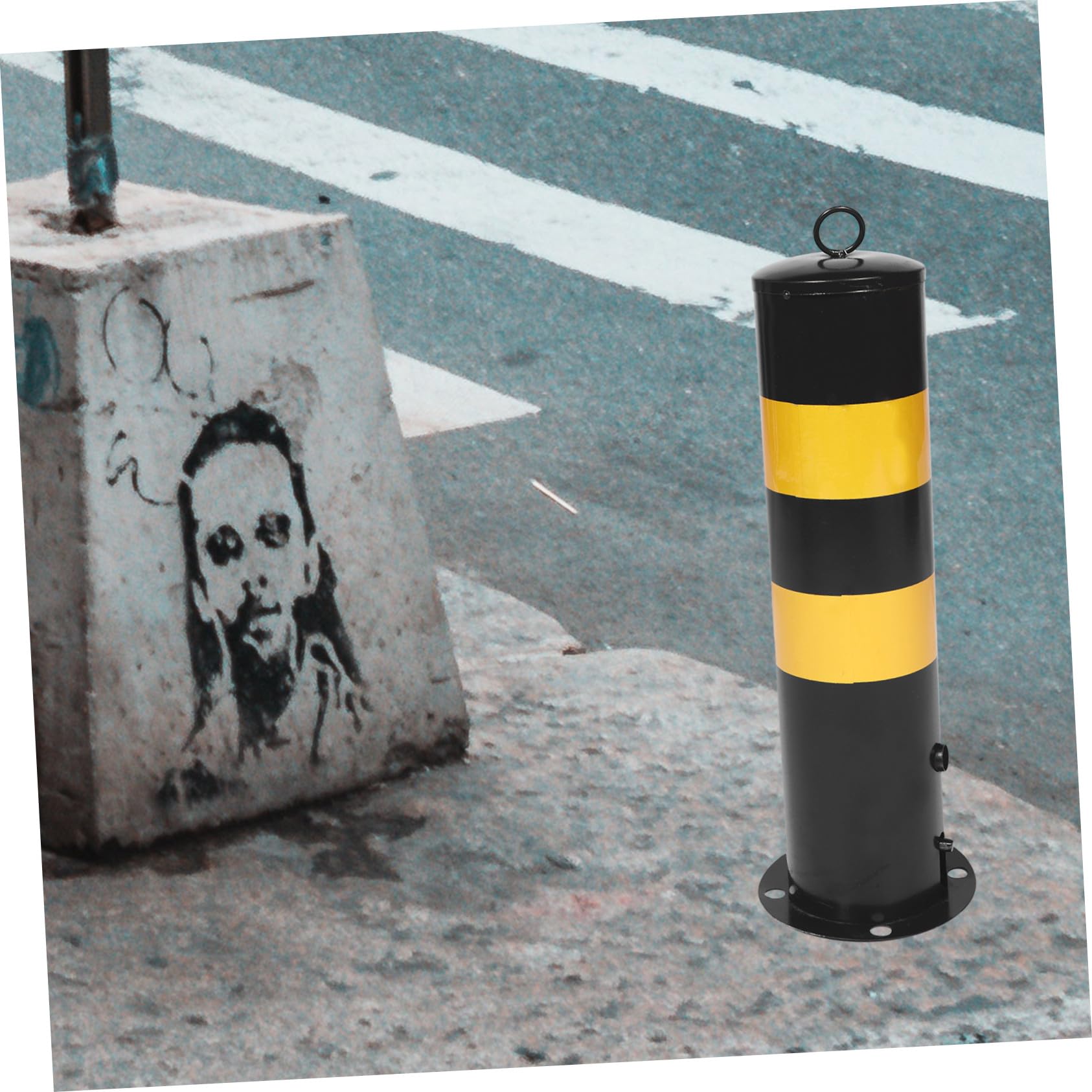 Cabilock Bolardo de Seguridad de Acero Negro Alta Resistencia y Gran Visibilidad para Estacionamientos y Control de Acceso Vial