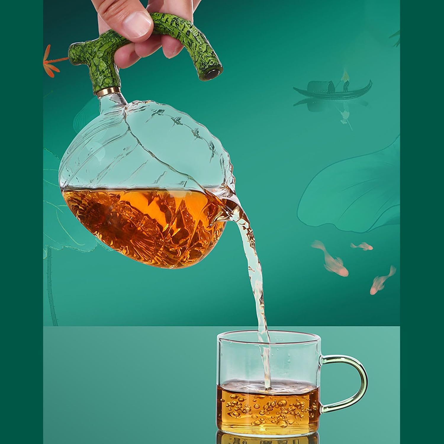 Lotus Moonlight Automatic Tea Set - Magnetic Lazy Kung Fu Glass Drip Teapot with 6 Cups for Home Brewing