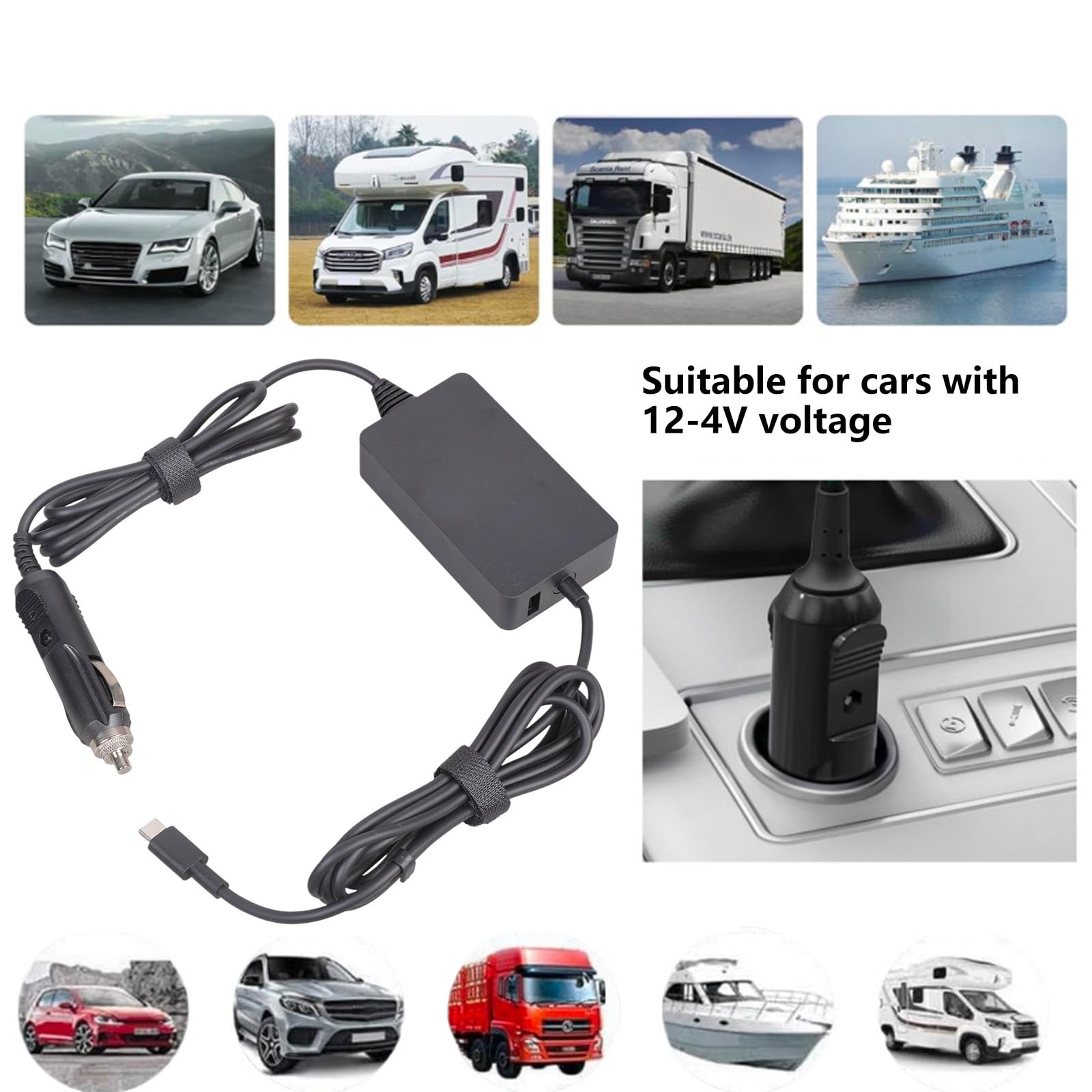 Potente caricabatterie da auto da 100 W, ricarica rapida USB C per laptop, smartphone, design adatto ai viaggi, adattatore per auto a ricarica rapida per computer portatili
