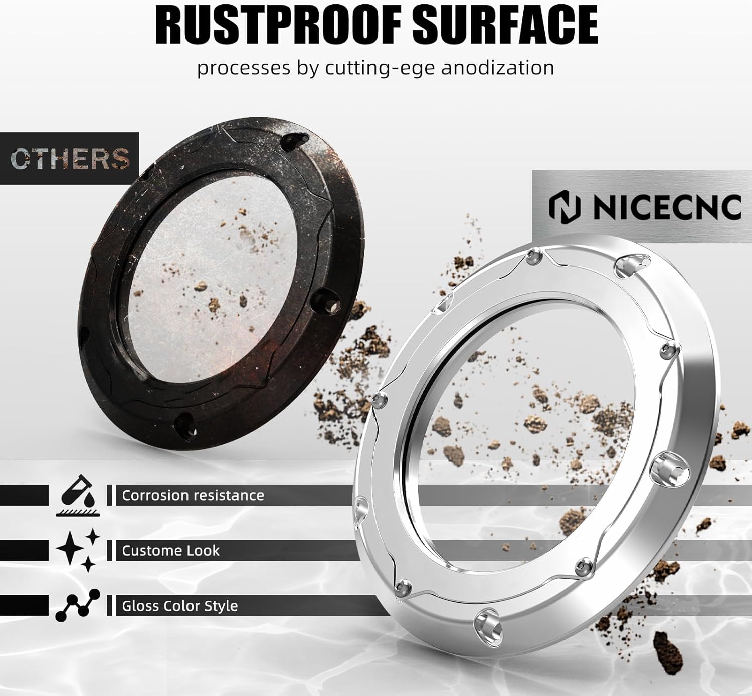 NICECNC Chrome Transparent Derby Cover Clear Derby Clutch Cover Clutch Protection Cover Compatible with Harley Road Glide FLTRX 2017-2024, Road King FLHR 2017-2024, See Fitment