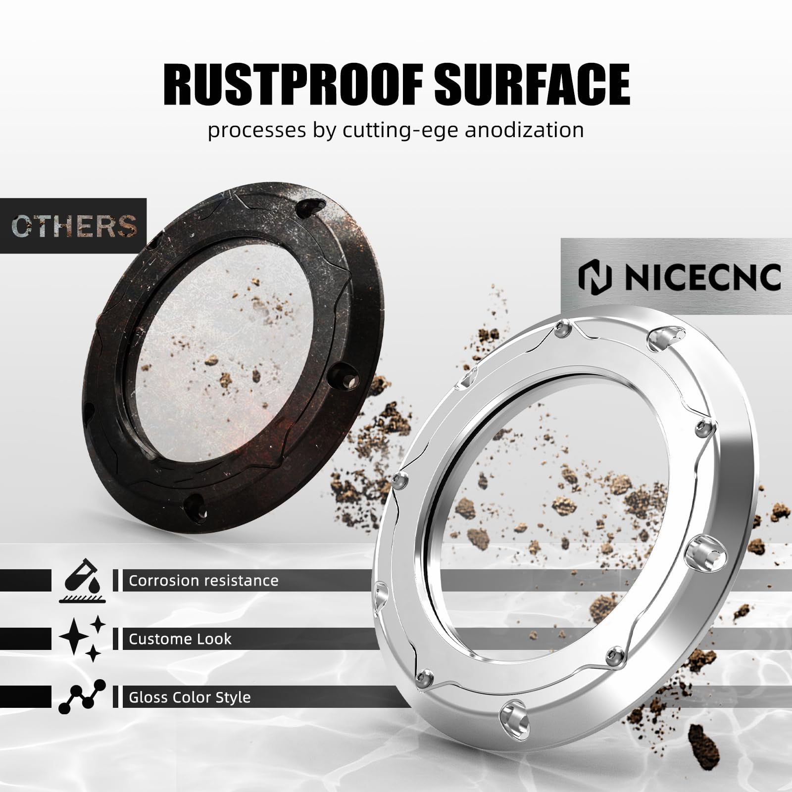 Amazon | NICECNC クロム透明ダービーカバー クリアダービー クラッチ