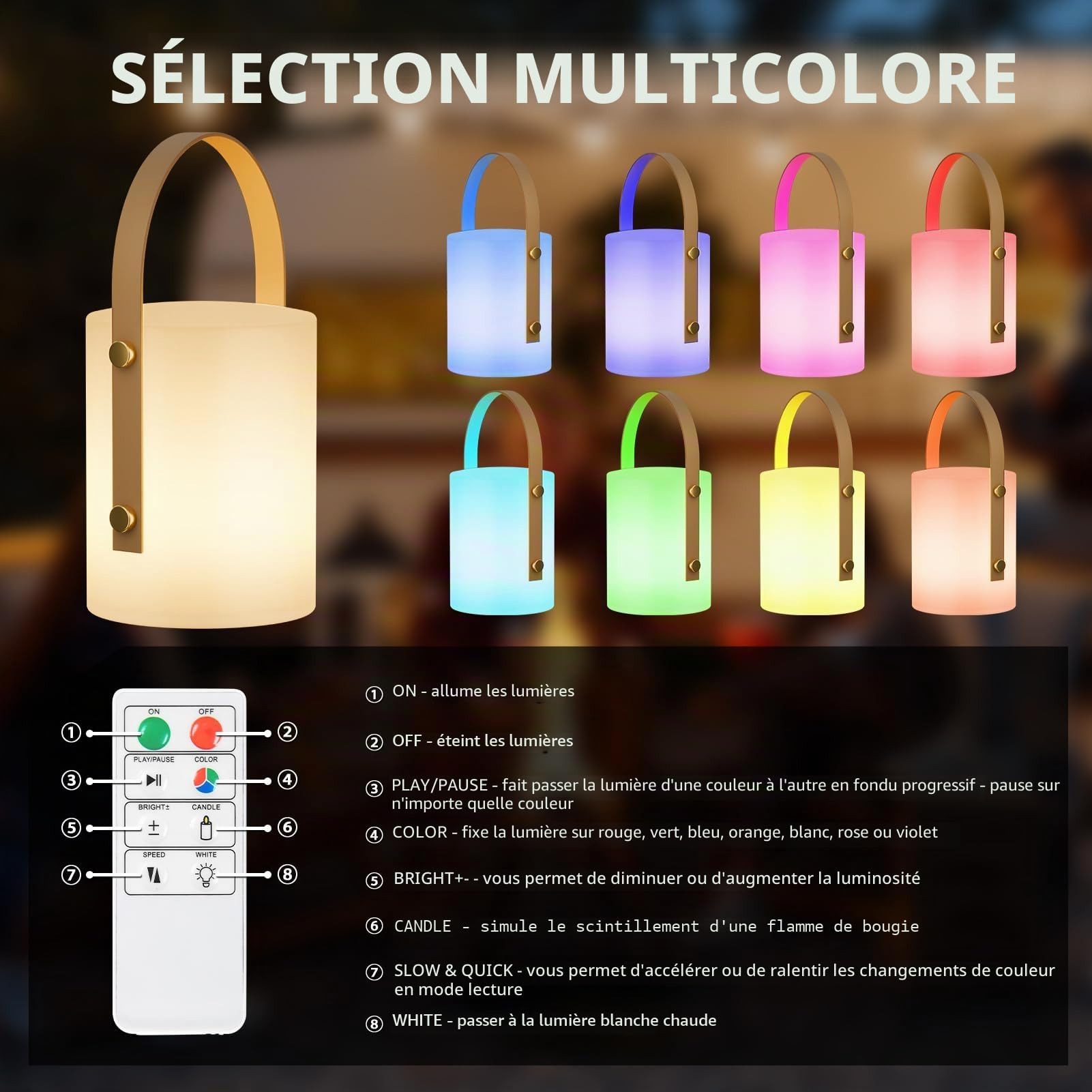 FUYO Lampe de Table Rechargeable Extérieur Portable Sans Fil, Lampe de Chevet avec 8 Couleurs RGB Gradables, Étanche IP44, pour Jardin Salon Terrasse Camping (Blanc Lot de 2)