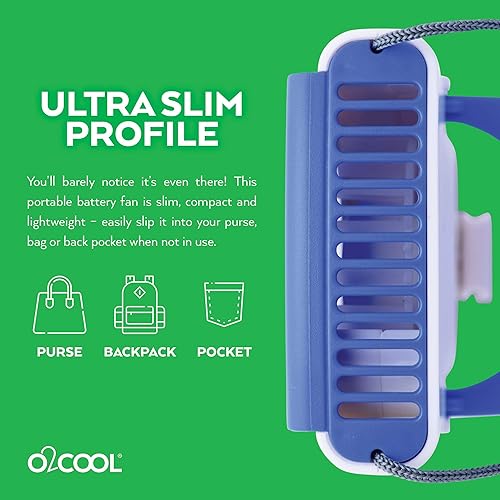 Miniatura 7 de O2COOL Ventilador de collar de lujo, alimentado por pilas, ventilador de refrigeración personal manos libres con cordón ajustable, soporte de mesa +
