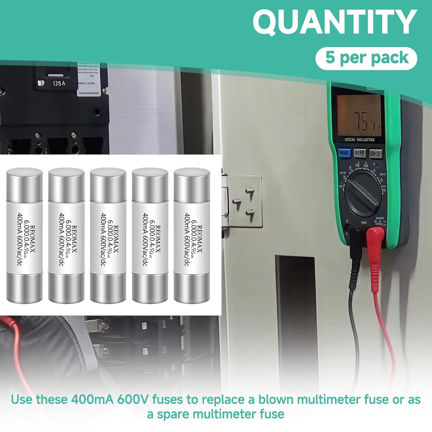 (5pcs) 400mA 600V AC/DC Ceramic Fuse 6.35 * 32mm for Digital Multimeter Fuse 0.4A 600V, Fast-Acting
