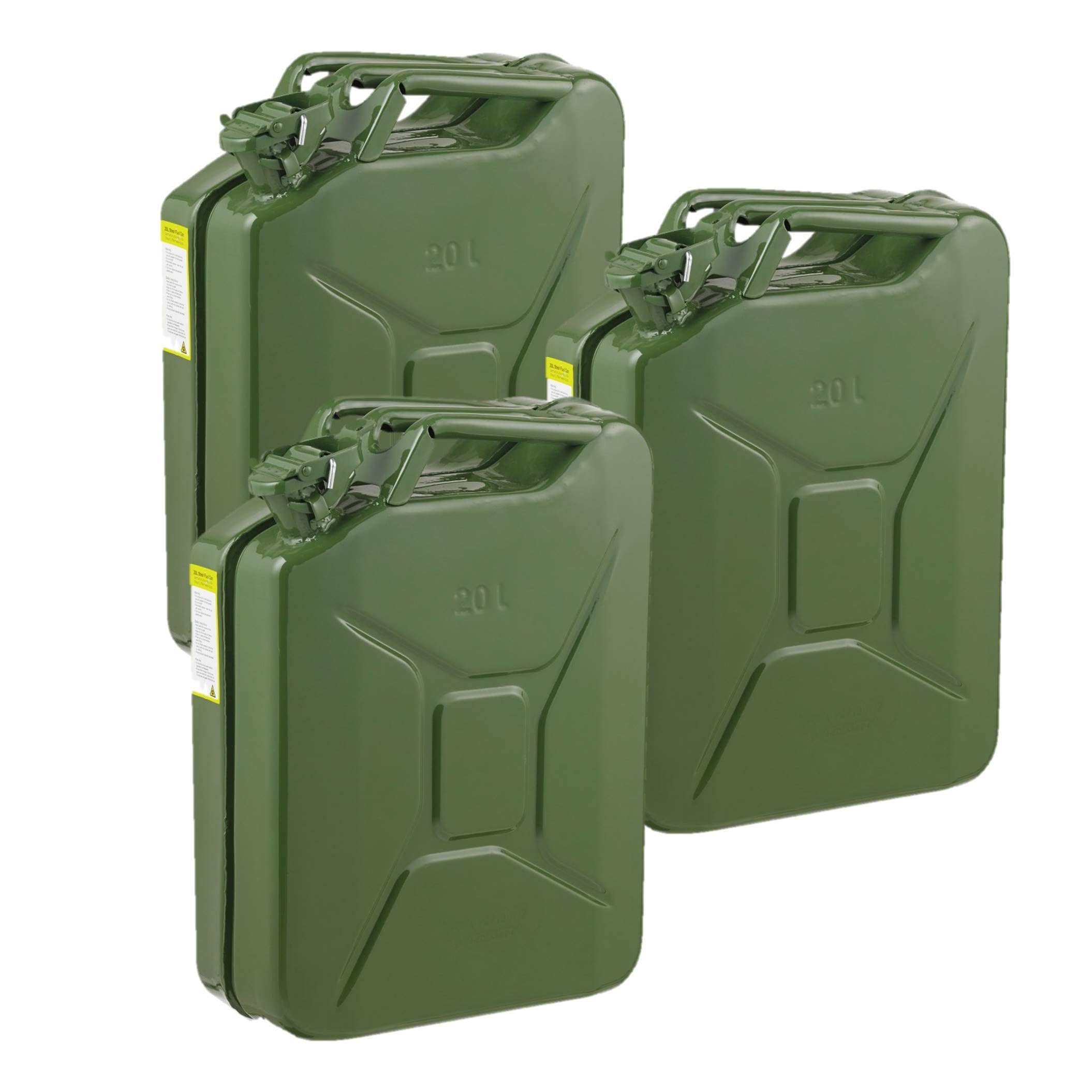 Pdl Green – Pegdev - 20L Heavy Duty Jerry Cans - Un Certified Portable Fuel Container For Safe Transportation Pack Of 3